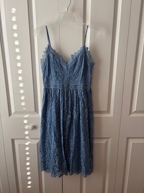 Altar'd State Blue Lace Spaghetti Strap Midi Dress Women's Size Medium Cottage